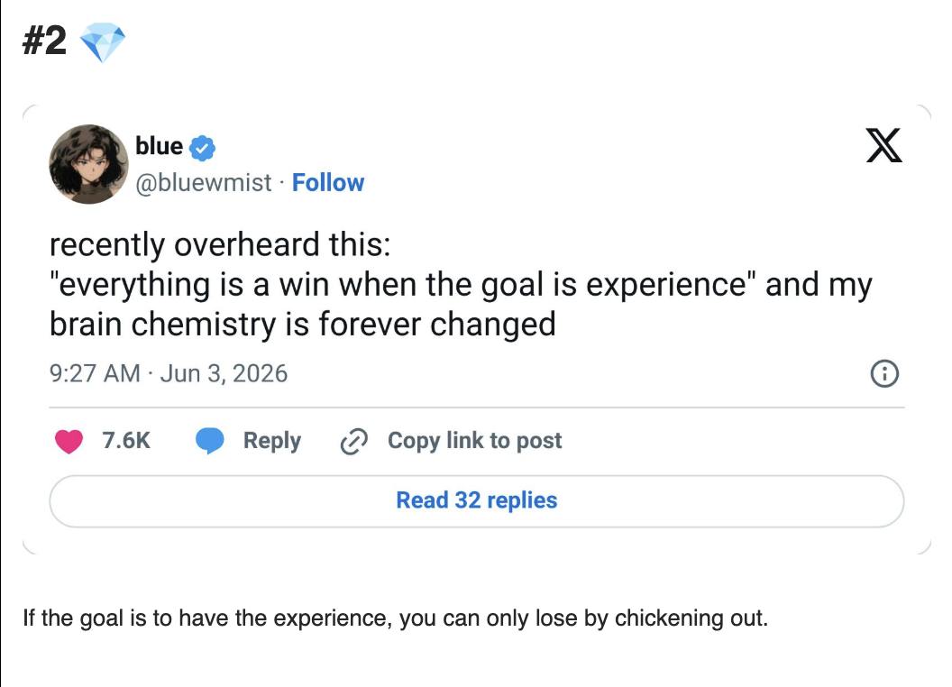 A reminder to value an experience for having had it.